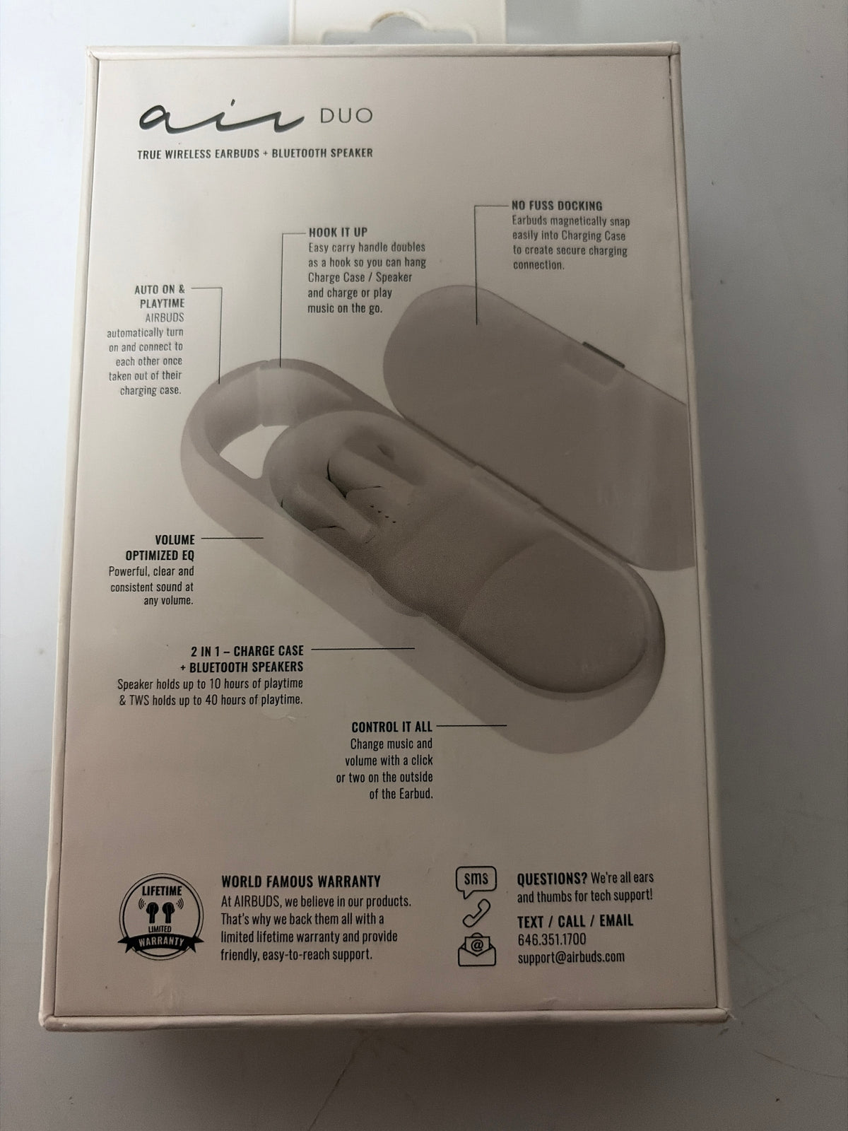 AIRBUDS Air Duo 2-in-1 True Wireless Bluetooth Earbuds & Portable Speaker – White
