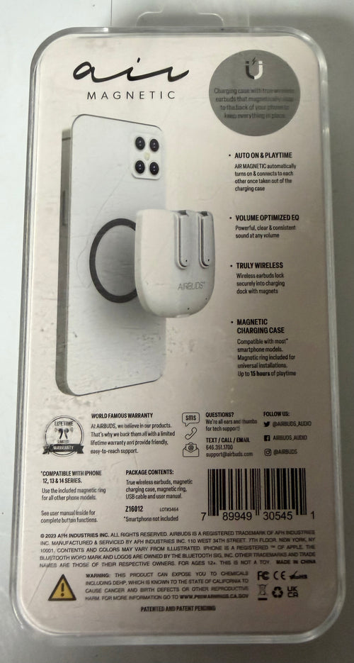 AIRBUDS Air Magnetic True Wireless Bluetooth Earbuds with Magnetic Charging Case – White