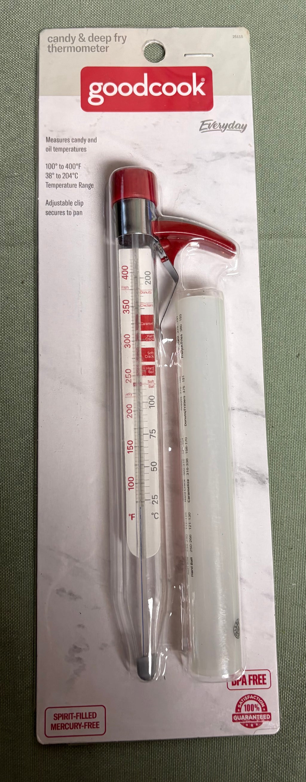 GoodCook Everyday Candy & Deep Fry Thermometer with Adjustable Pan Clip – 100–400°F