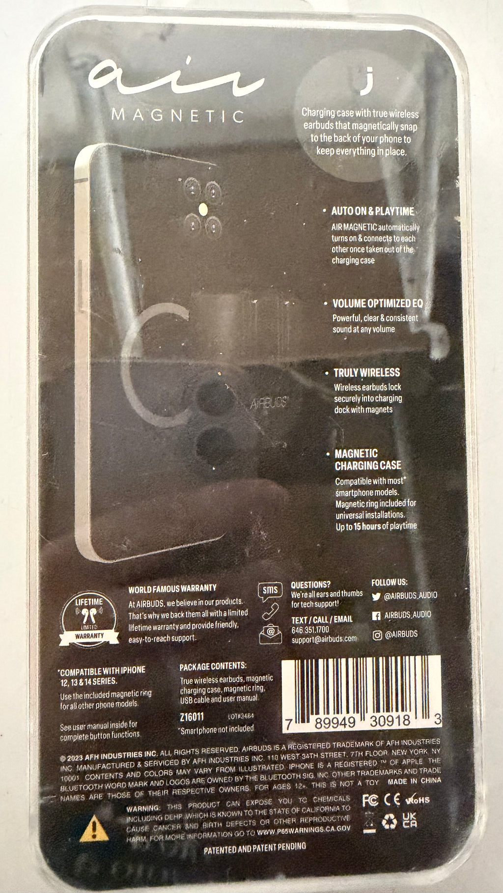 AIRBUDS Air Magnetic True Wireless Bluetooth Earbuds with Magnetic Charging Case – Black