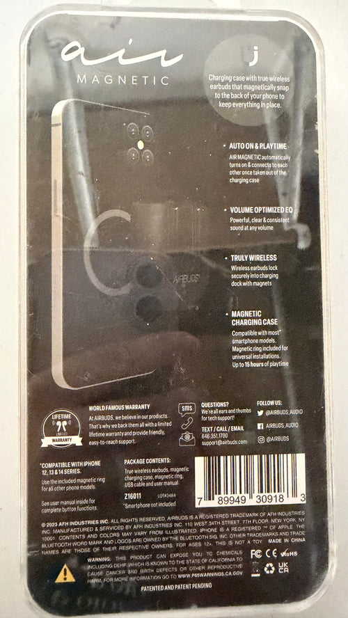 AIRBUDS Air Magnetic True Wireless Bluetooth Earbuds with Magnetic Charging Case – Black