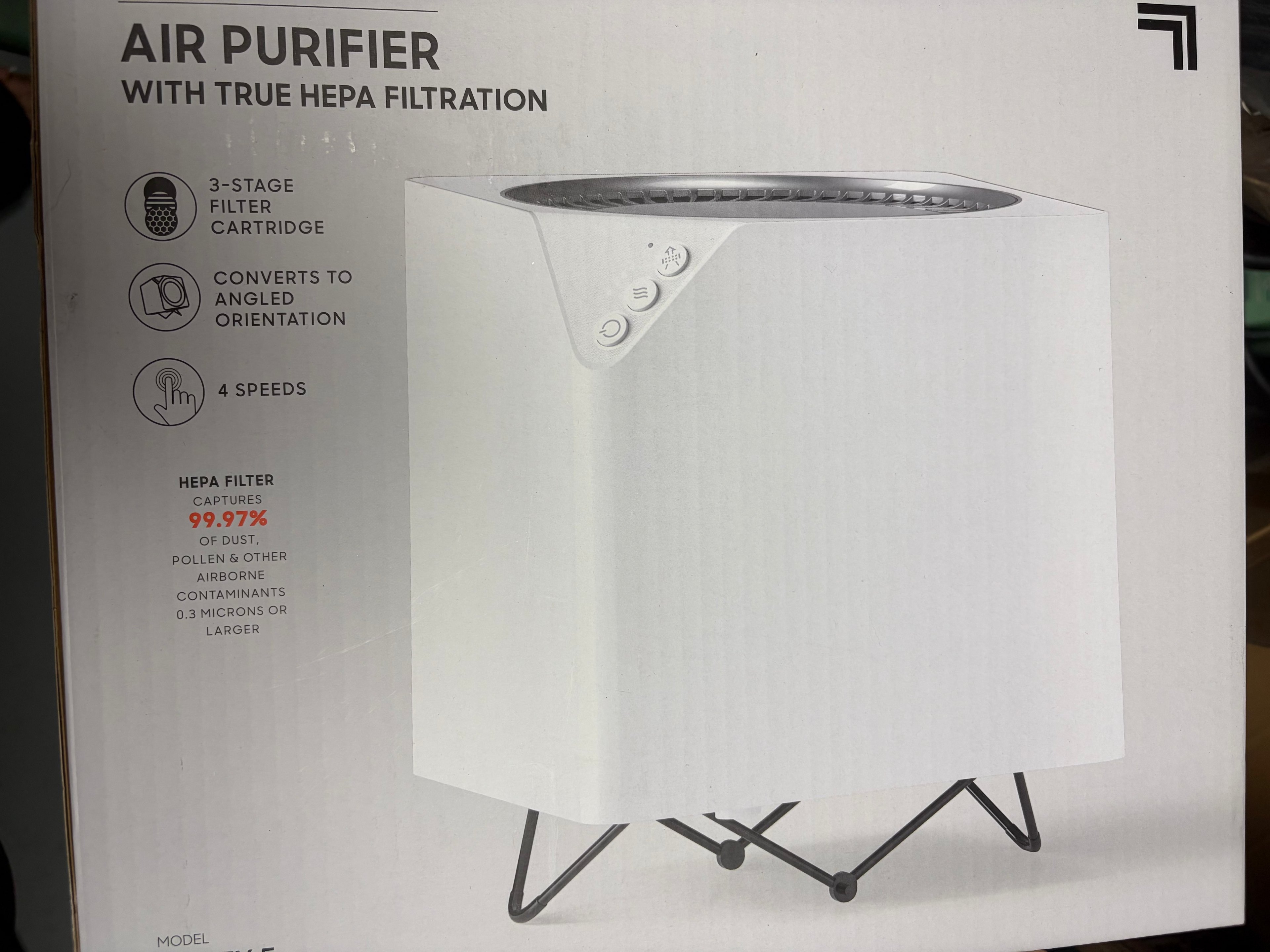 Sharper Image PURIFY 5 True HEPA Air Purifier with 3-in-1 Filter & Adjustable Stand