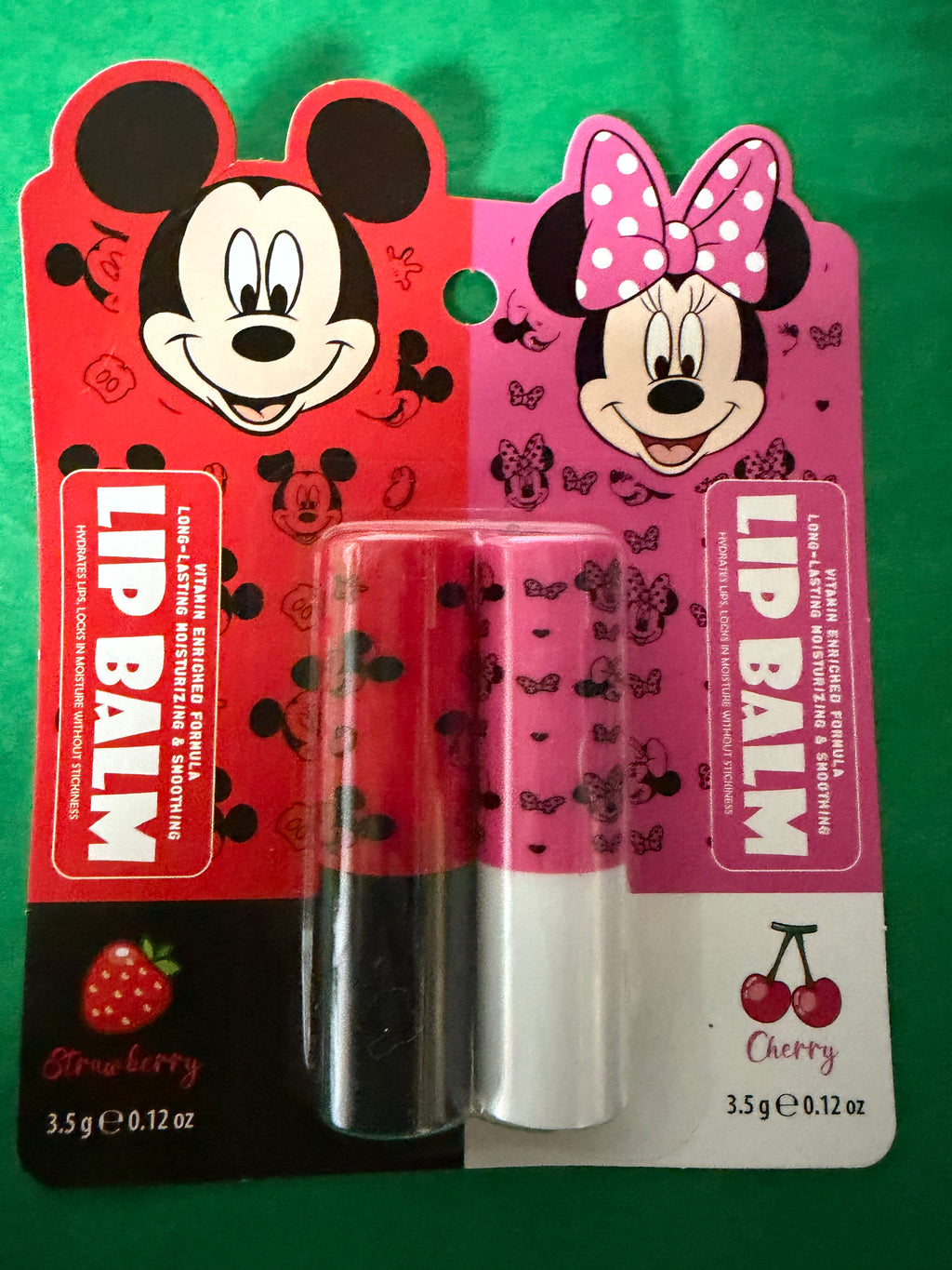 Mickey and Minnie Mouse lip balms