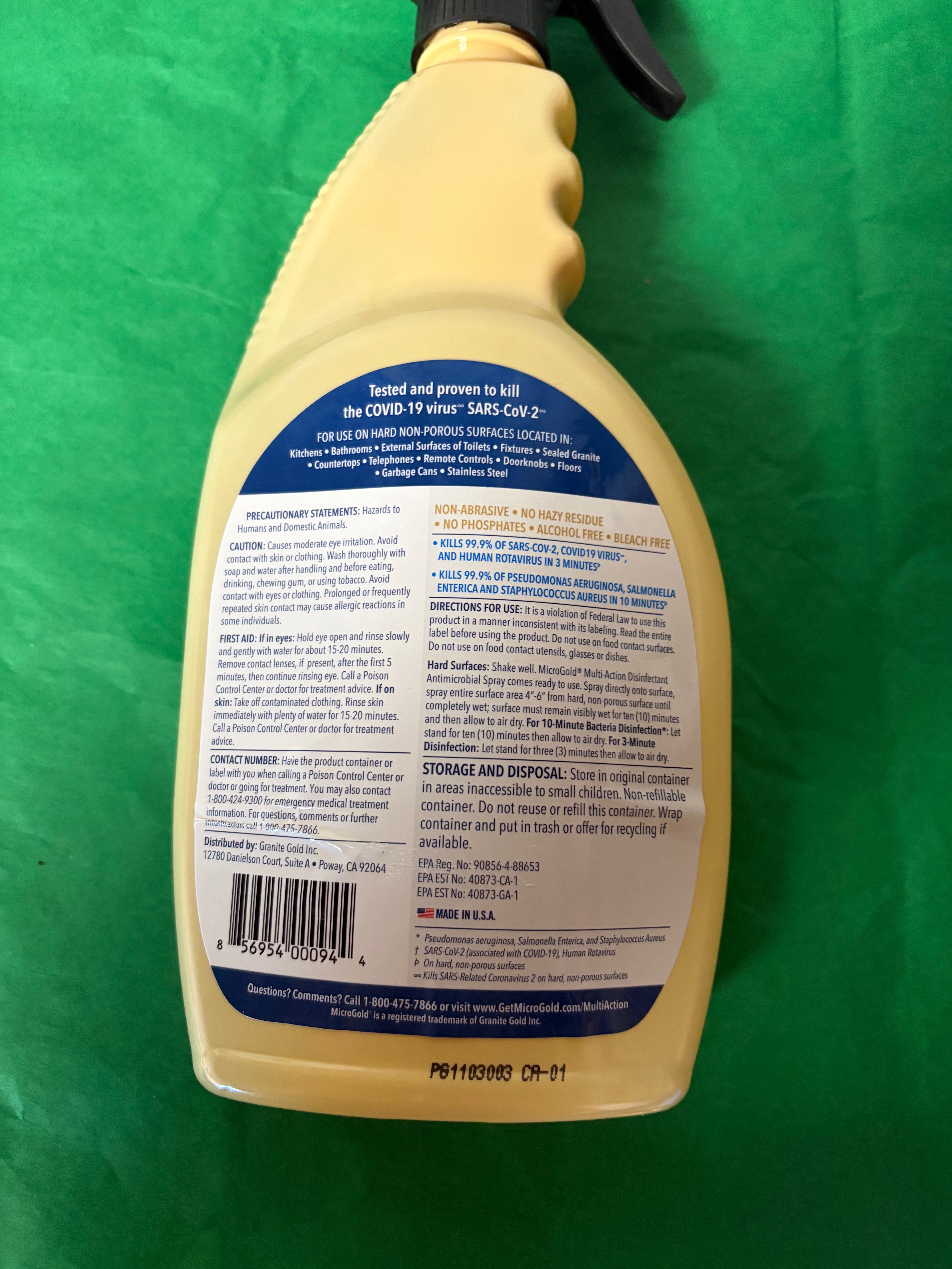 Microfilm disinfectant antimicrobial spray