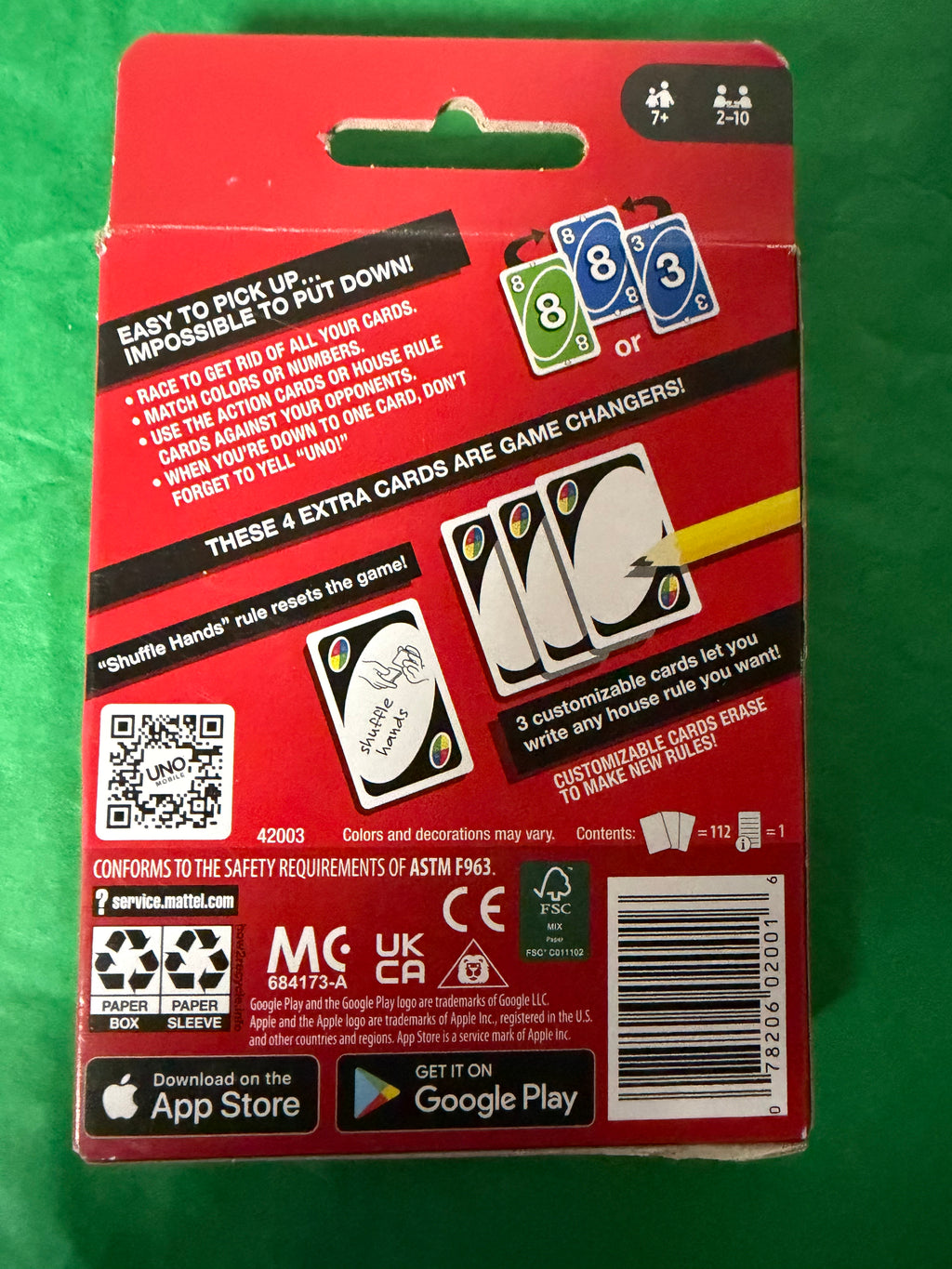 Mattel UNO Classic Card Game with Customizable Wild Cards – 2–10 Players