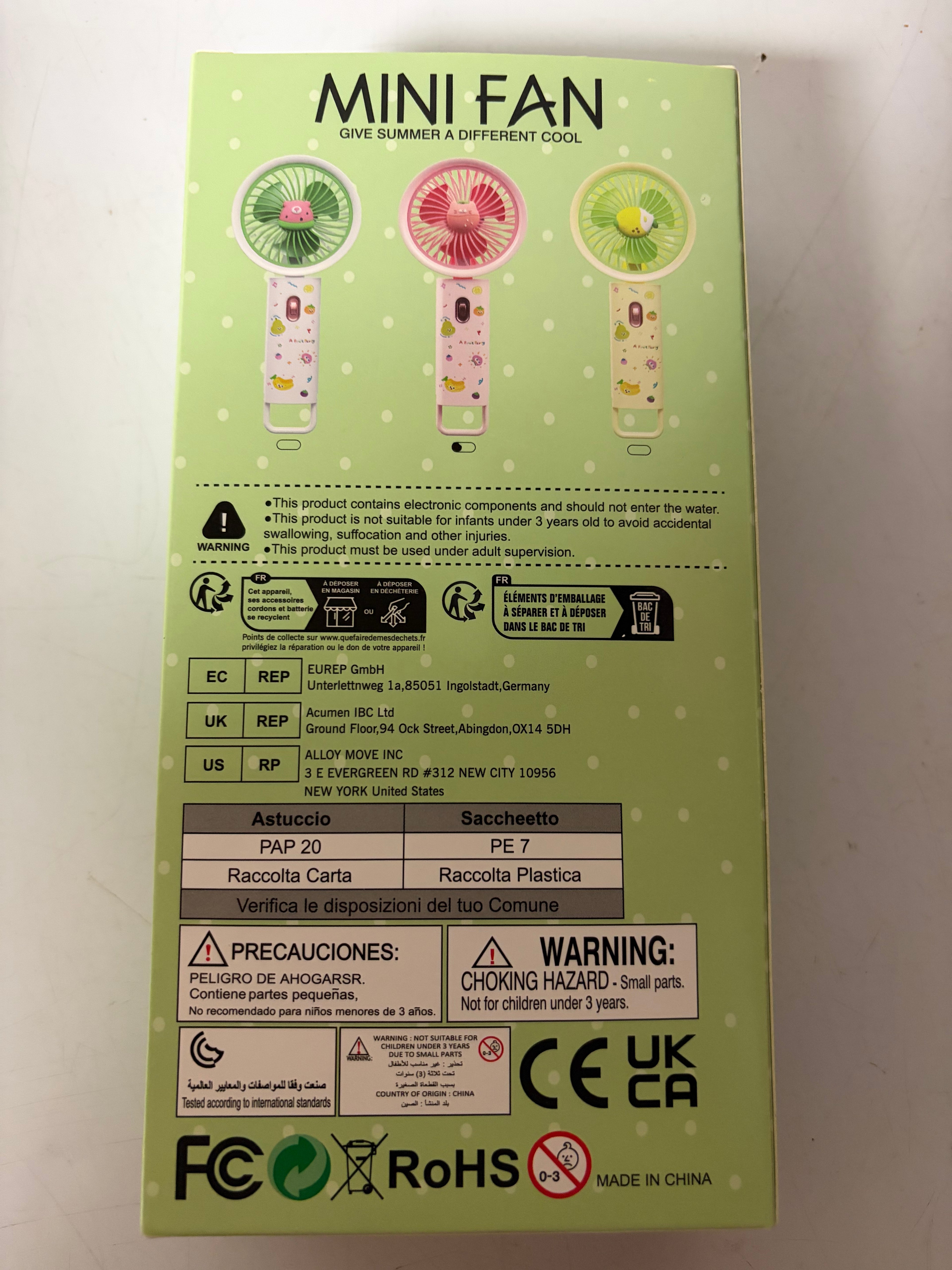 Pink Fruit-Themed Mini Handheld Fan – USB Rechargeable Portable Personal Fan