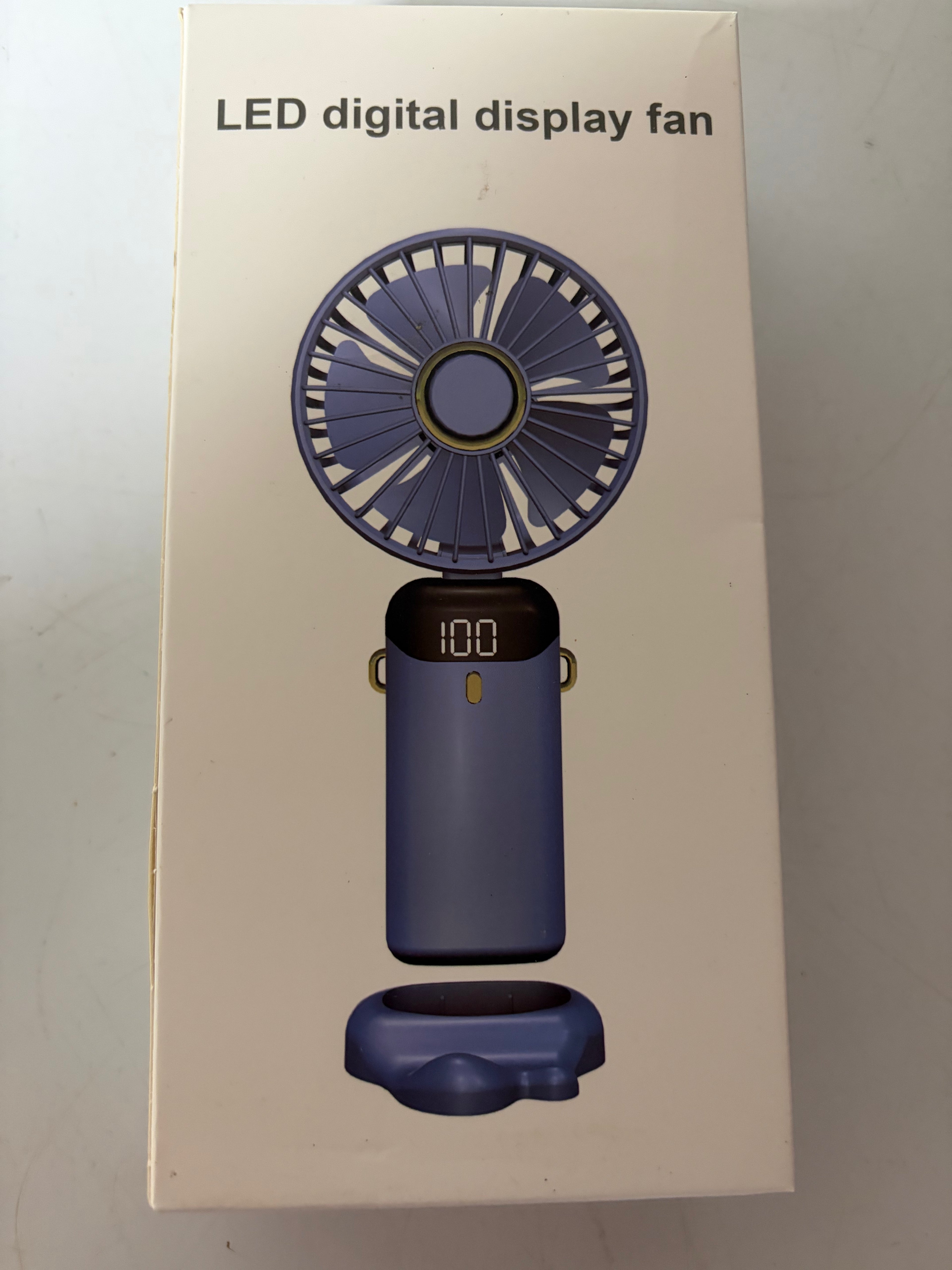 Portable Rechargeable Handheld Fan with LED Digital Display & Desktop Stand
