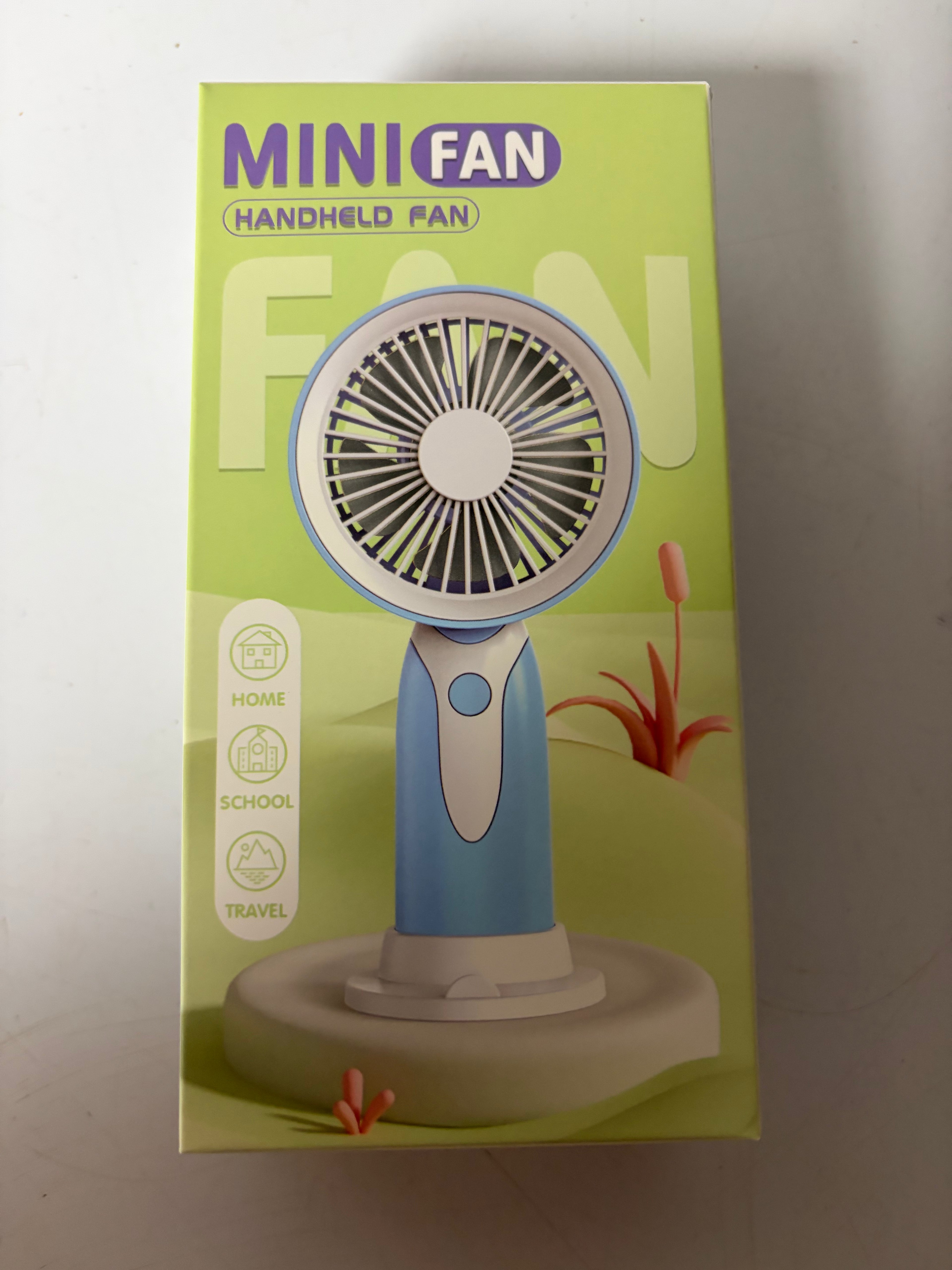 Rechargeable Mini Handheld Fan with Phone Stand – 3-Speed Portable USB-C Fan