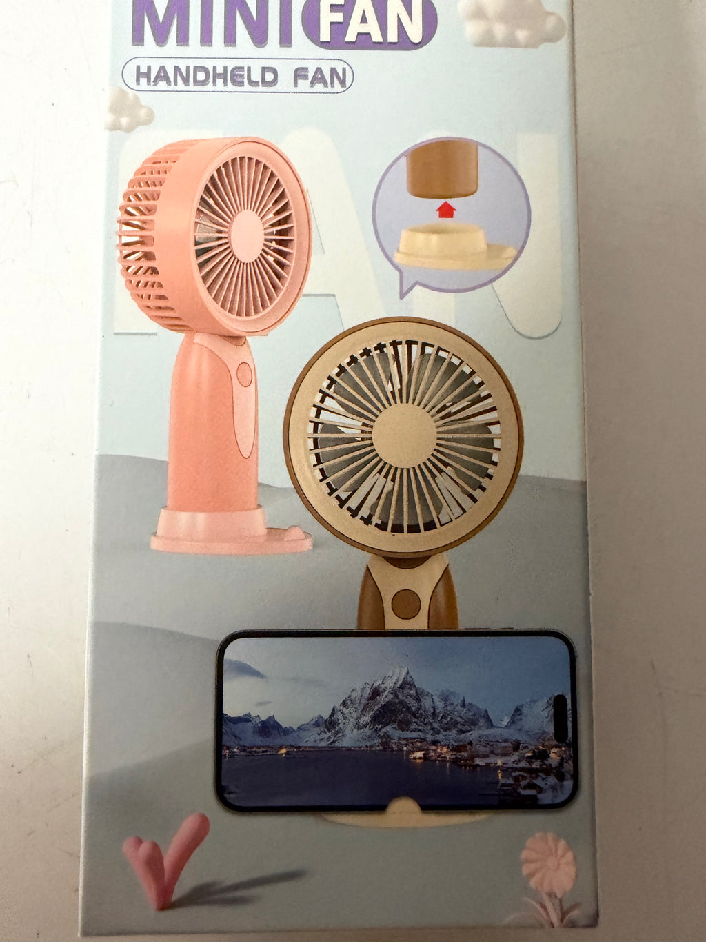 Rechargeable Mini Handheld Fan with Phone Stand – 3-Speed Portable USB-C Fan
