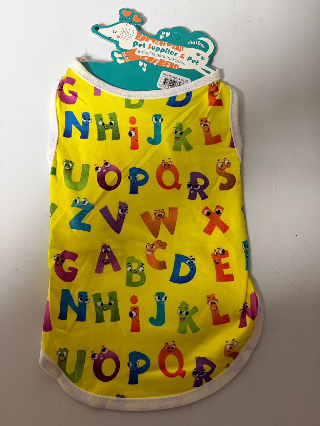 Alphabet pet outfits