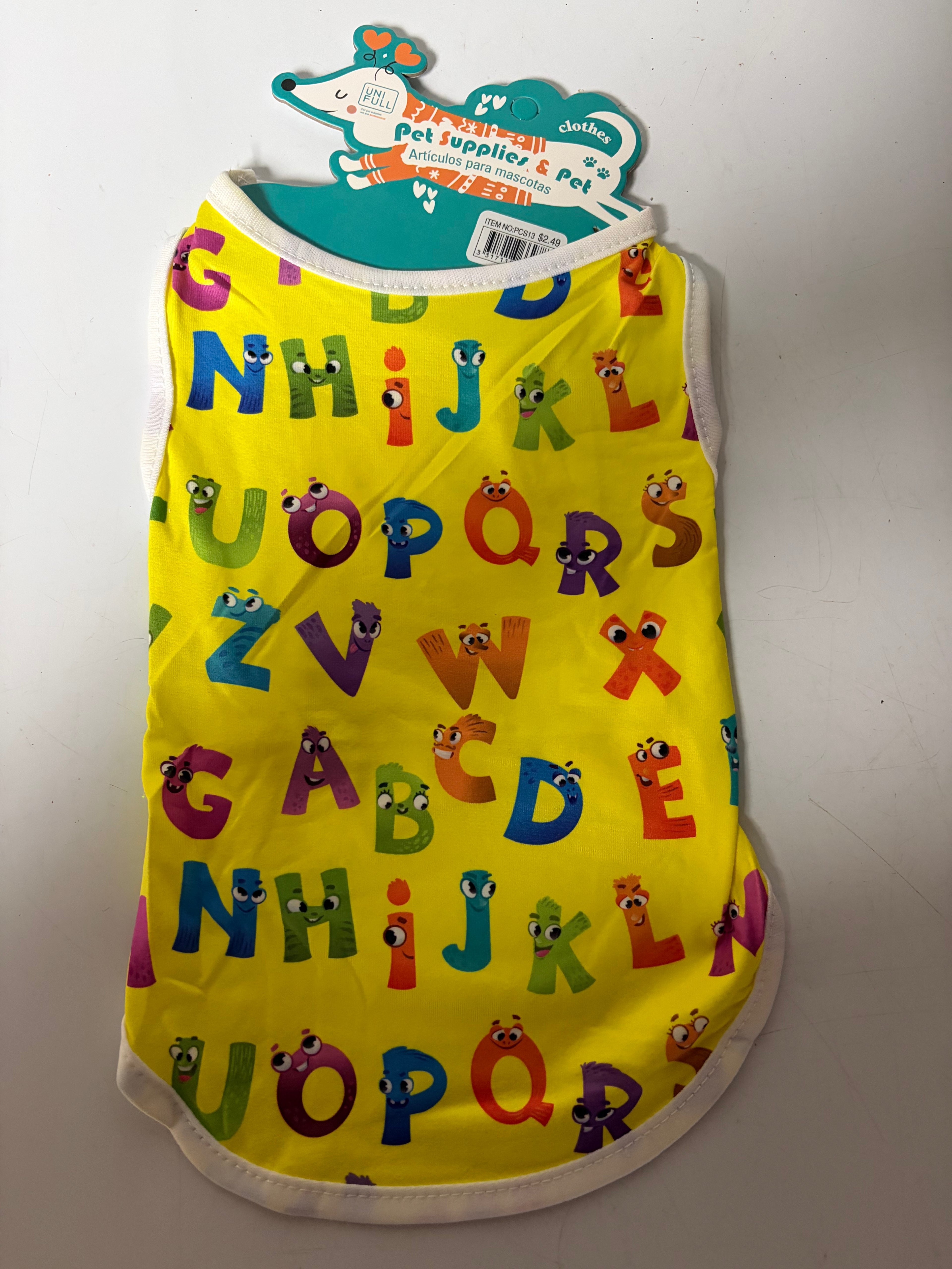 Alphabet pet outfits